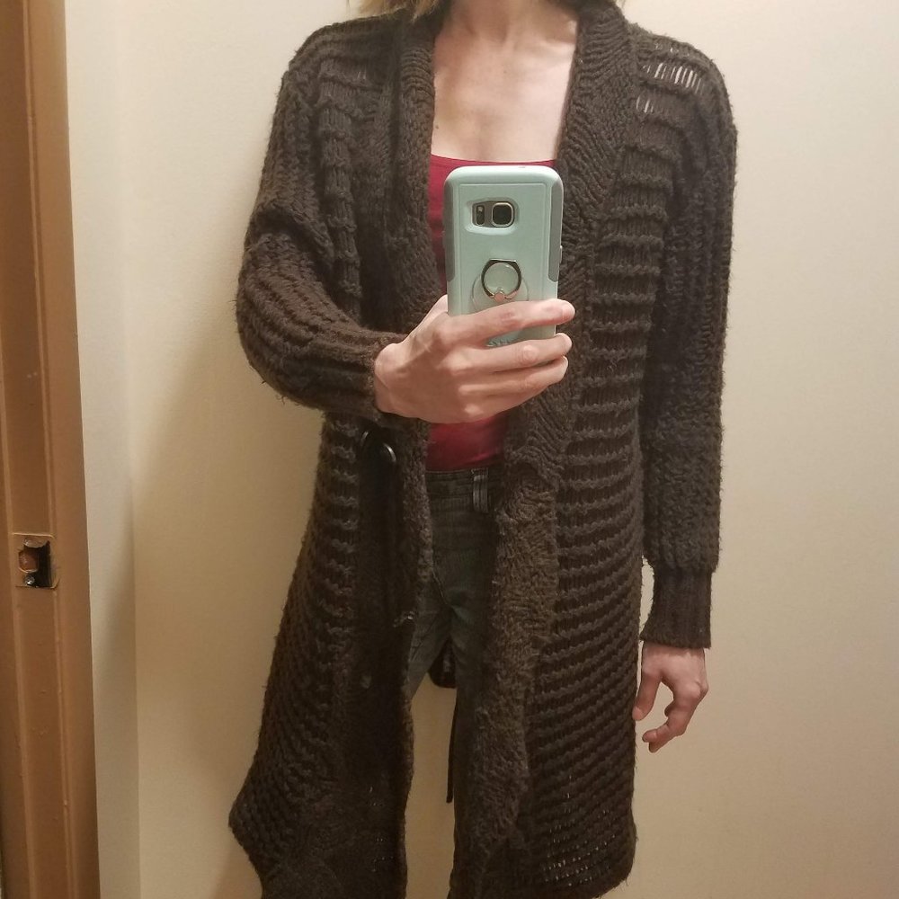 Benetton Long Sweater Cardigan with Shawl Collar